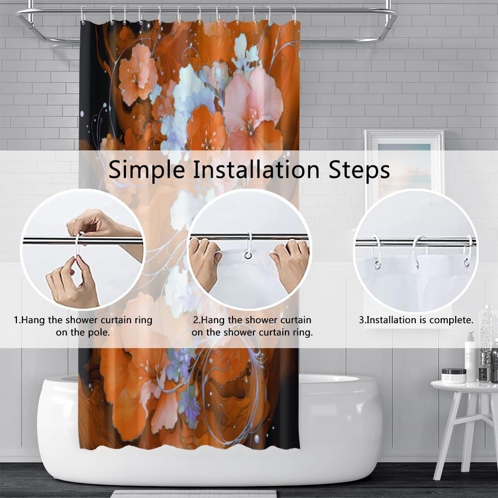 Custom Printed Bath Curtain — custom printed polyester bath curtain detail view