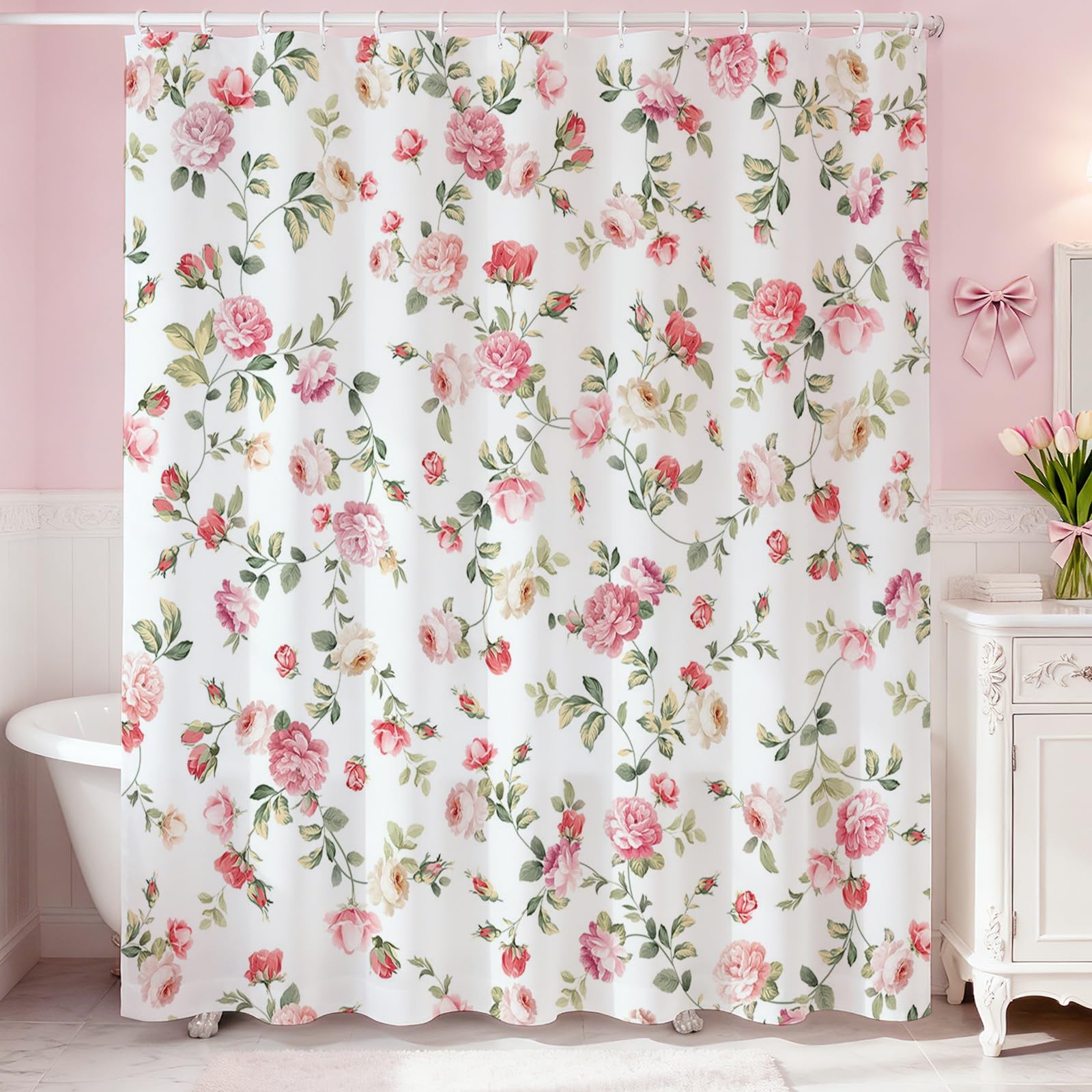 Custom Printed Bath Curtain — custom printed polyester bath curtain detail view