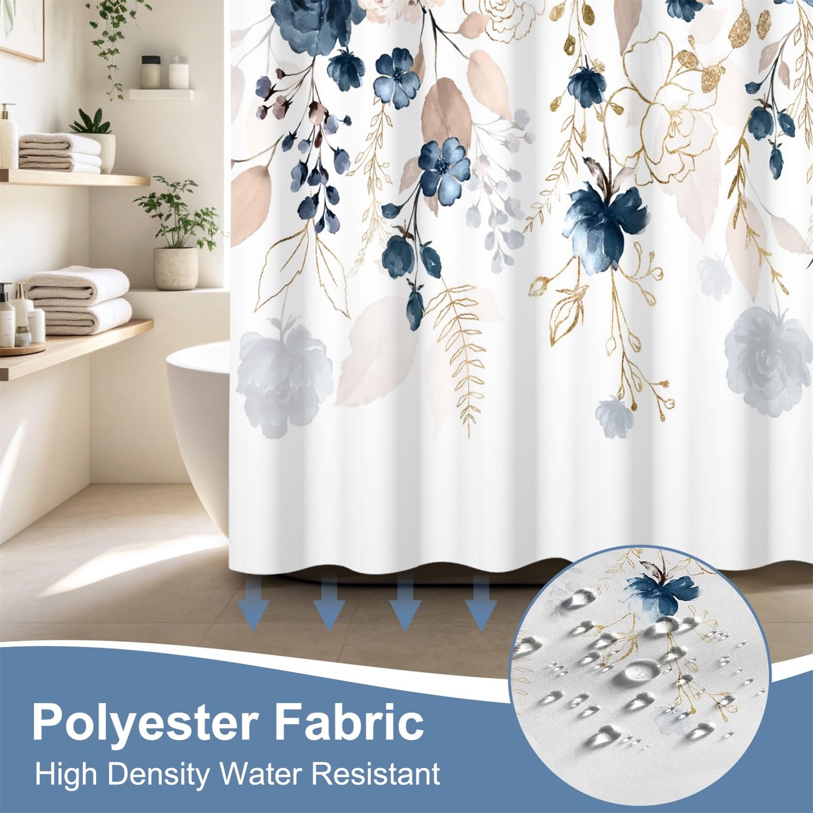 Custom Printed Bath Curtain — custom printed polyester bath curtain detail view