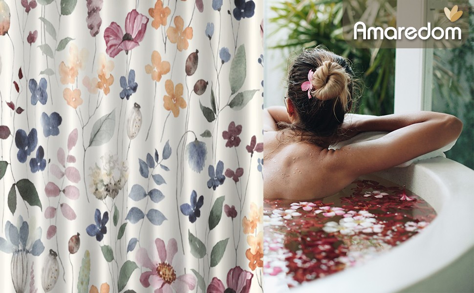 Custom Printed Bath Curtain — custom printed polyester bath curtain detail view