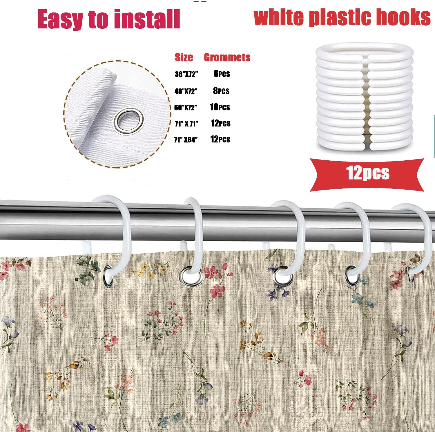 Custom Printed Bath Curtain — custom printed polyester bath curtain detail view