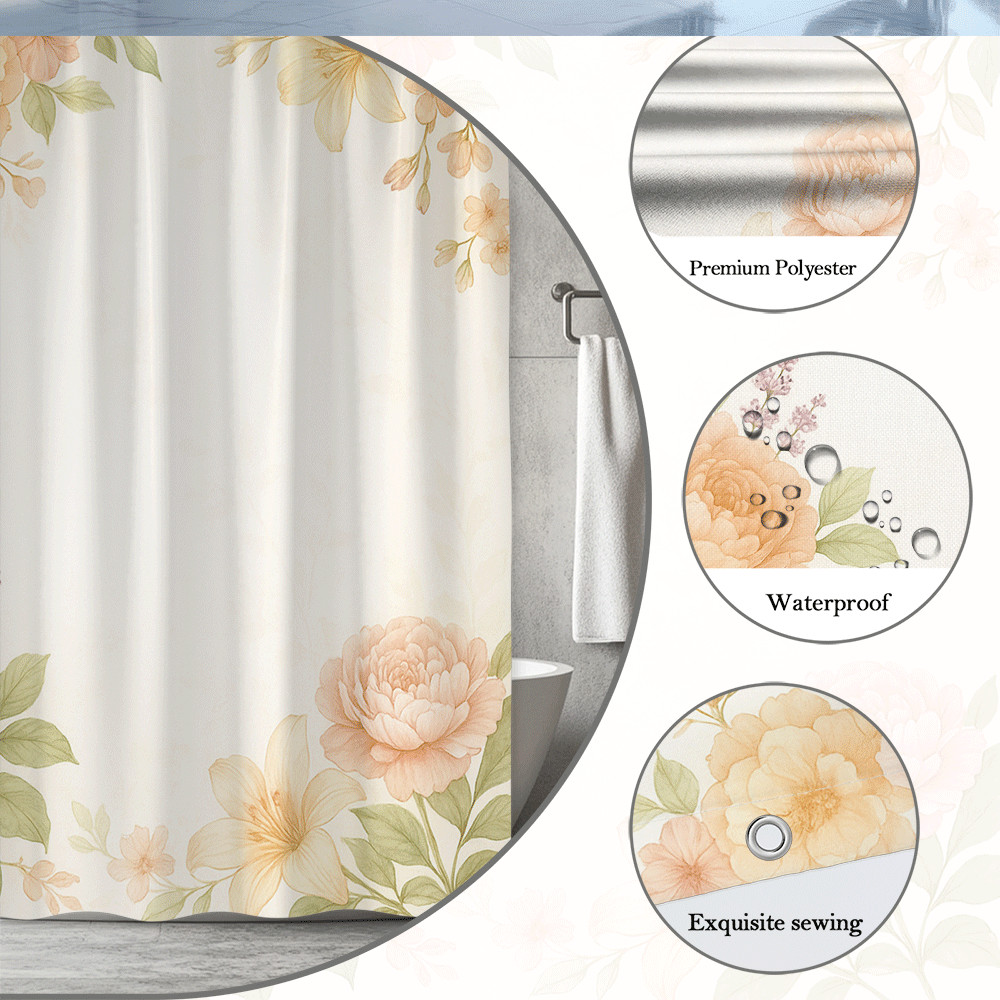 Custom Printed Bath Curtain — custom printed polyester bath curtain detail view