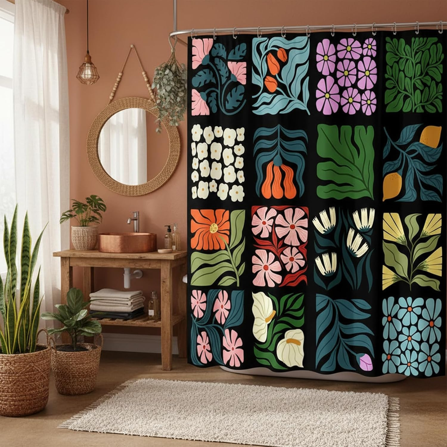 Custom Printed Bath Curtain — custom printed polyester bath curtain detail view