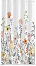 36x72 Inch Floral Shower Curtain Vivid Watercolor Wild Plants Bath Curtains — custom printed polyester bath curtain