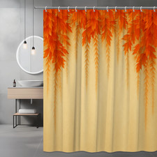 Autumn Floral Shower Curtain - Orange Leaves for Seasonal Decor — custom printed polyester bath curtain