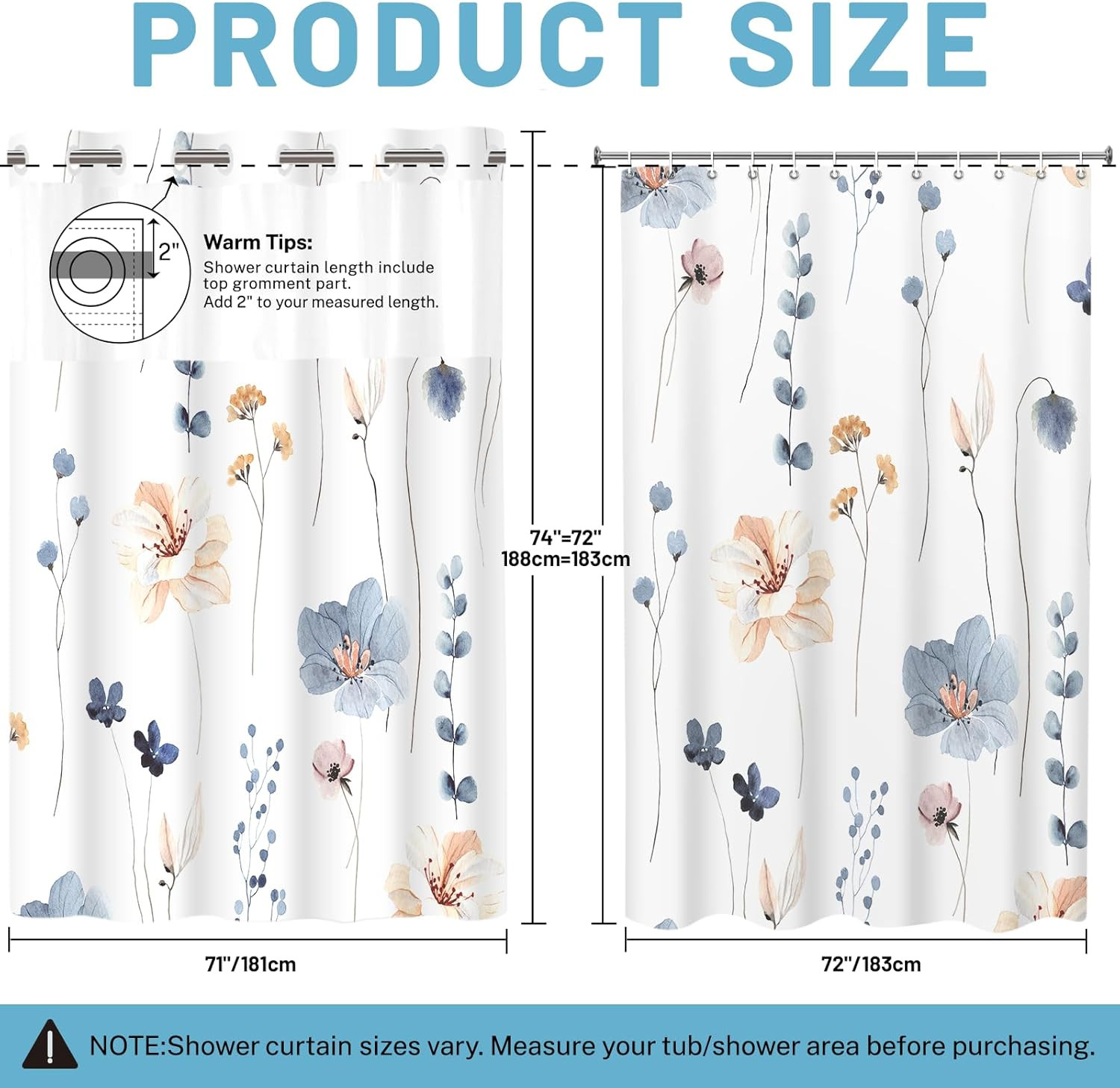 Custom Printed Bath Curtain — custom printed polyester bath curtain detail view