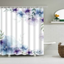 Purple and Blue Floral Shower Curtains with Hooks Waterproof Bath Curtain 72 In — custom printed polyester bath curtain