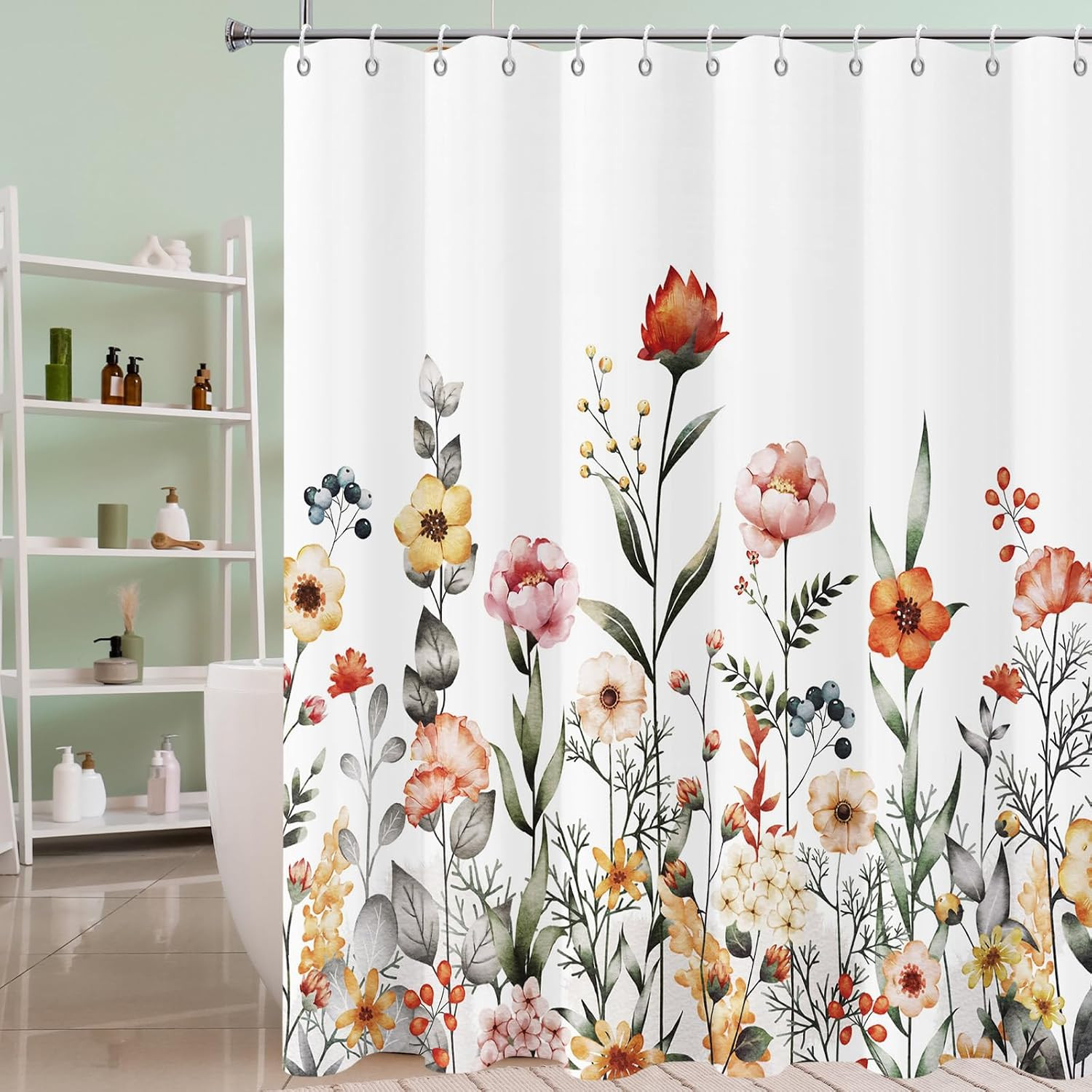 Custom Printed Bath Curtain — custom printed polyester bath curtain detail view