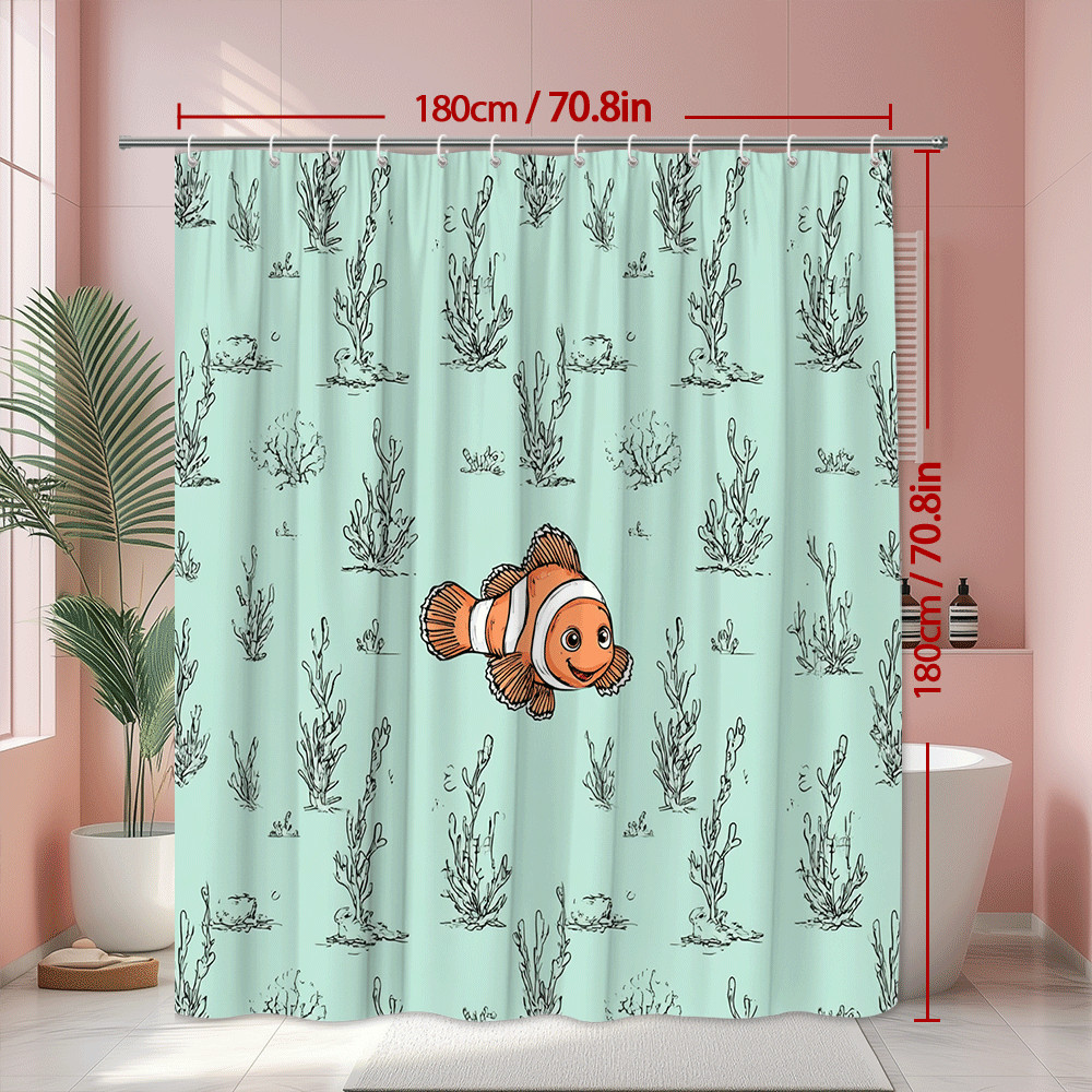 Custom Printed Bath Curtain — custom printed polyester bath curtain detail view