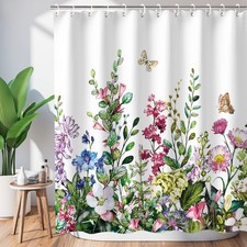 LIVILAN Floral Shower Curtain Flower 72"W x 72"L (Pack of 1), Green — custom printed polyester bath curtain