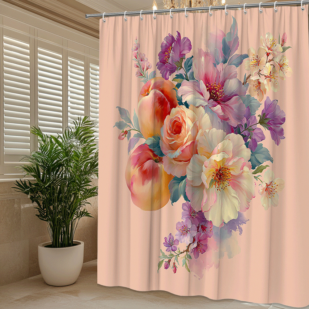 Custom Printed Bath Curtain — custom printed polyester bath curtain detail view