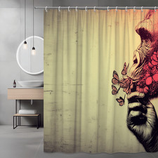 Gorilla Butterfly Floral Shower Curtain Graphic Print — custom printed polyester bath curtain