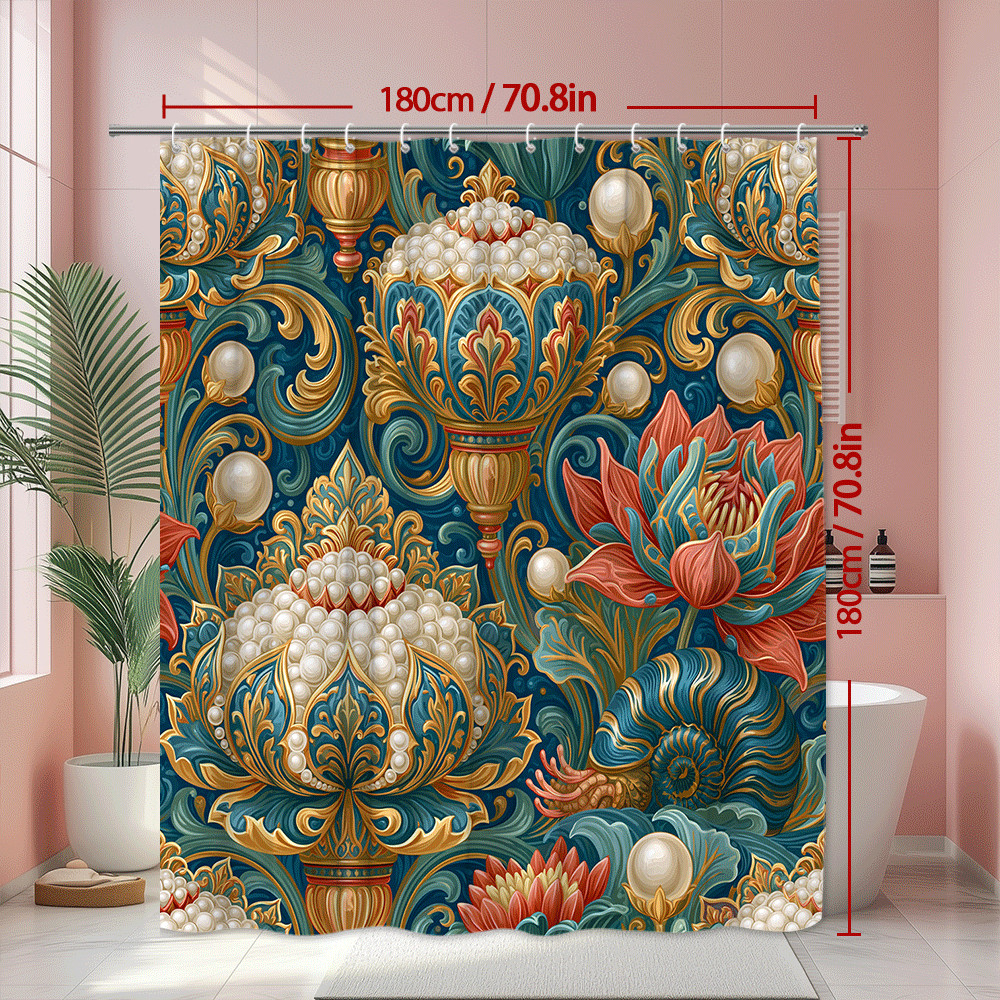 Custom Printed Bath Curtain — custom printed polyester bath curtain detail view