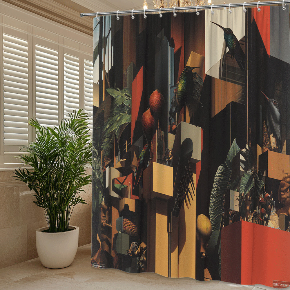 Custom Printed Bath Curtain — custom printed polyester bath curtain detail view