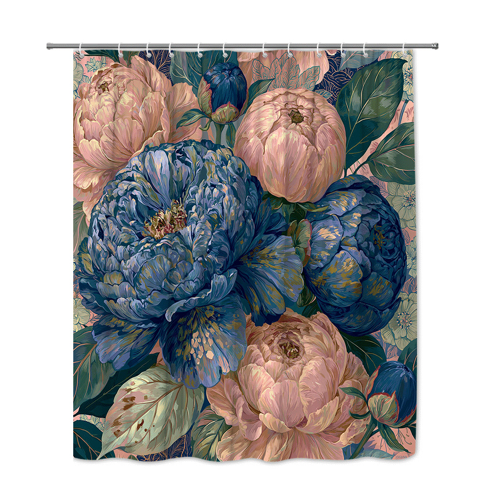 Custom Printed Bath Curtain — custom printed polyester bath curtain detail view