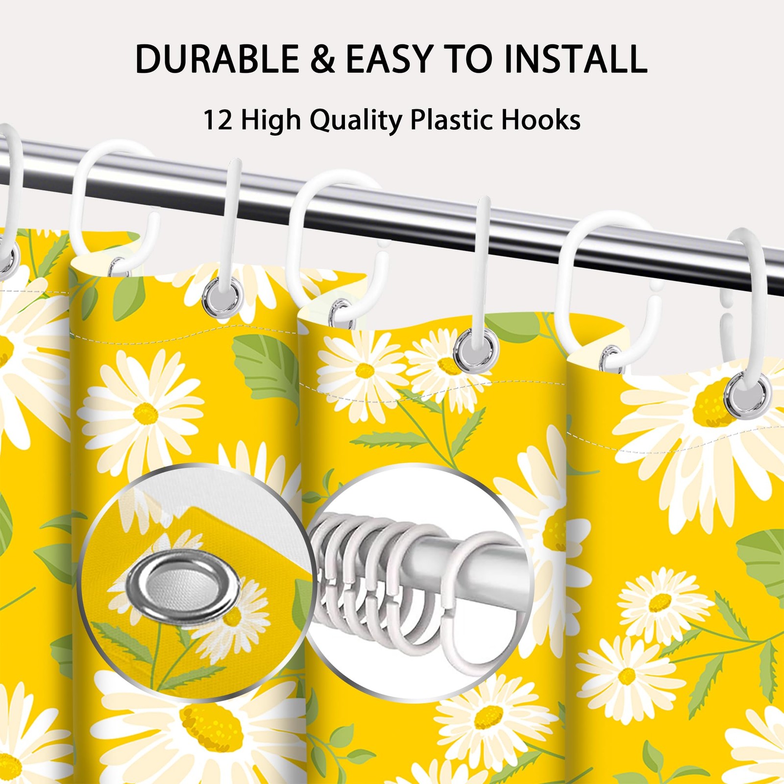 Custom Printed Bath Curtain — custom printed polyester bath curtain detail view