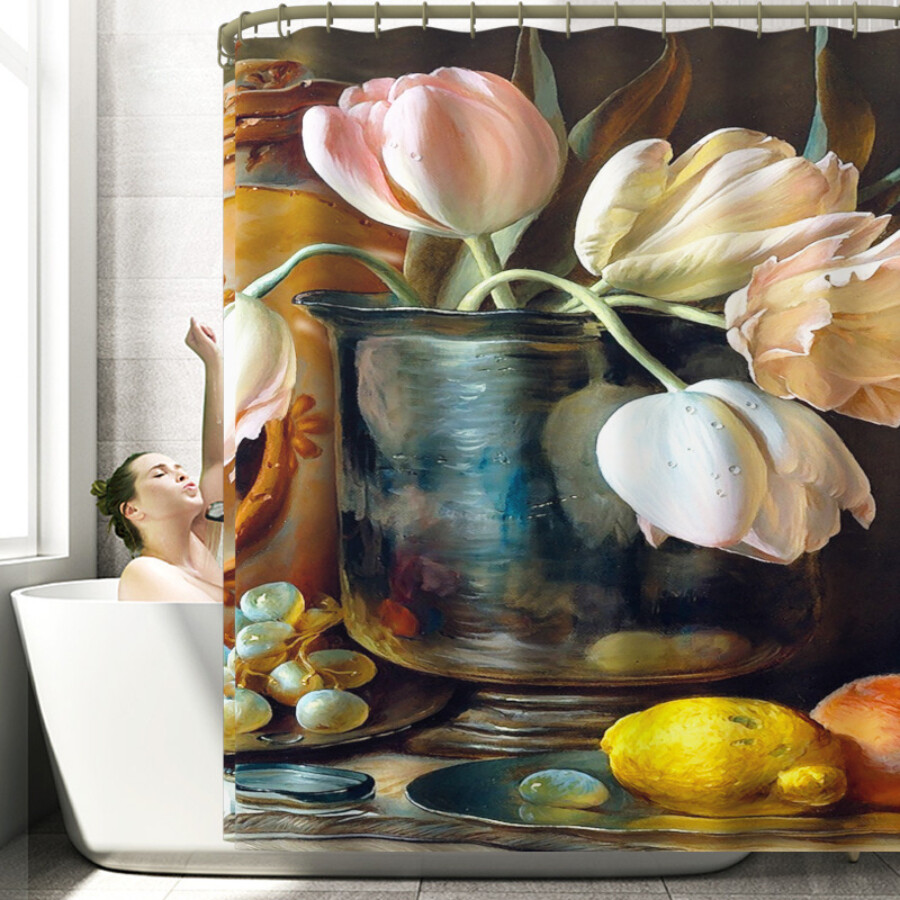 Custom Printed Bath Curtain — custom printed polyester bath curtain