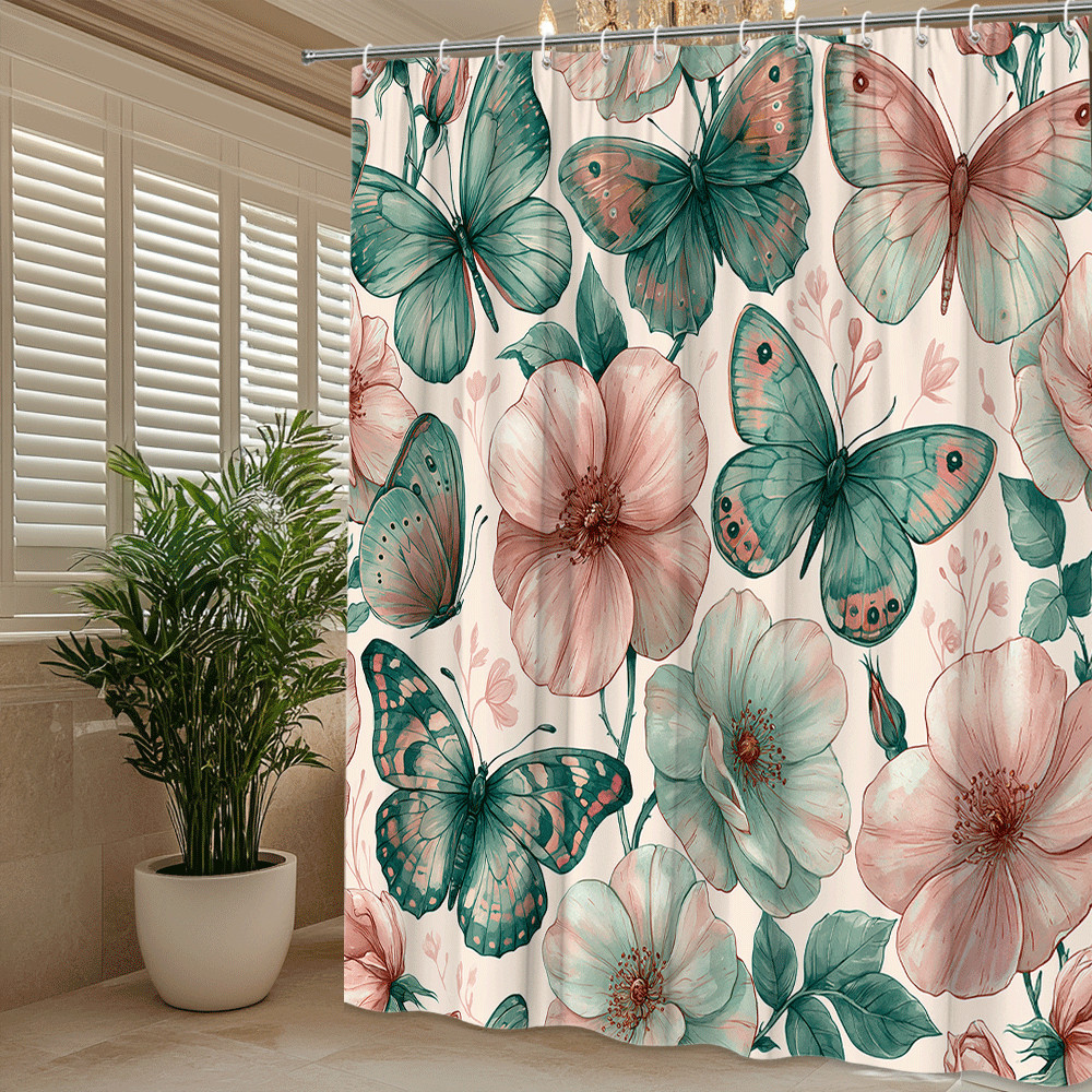 Custom Printed Bath Curtain — custom printed polyester bath curtain detail view