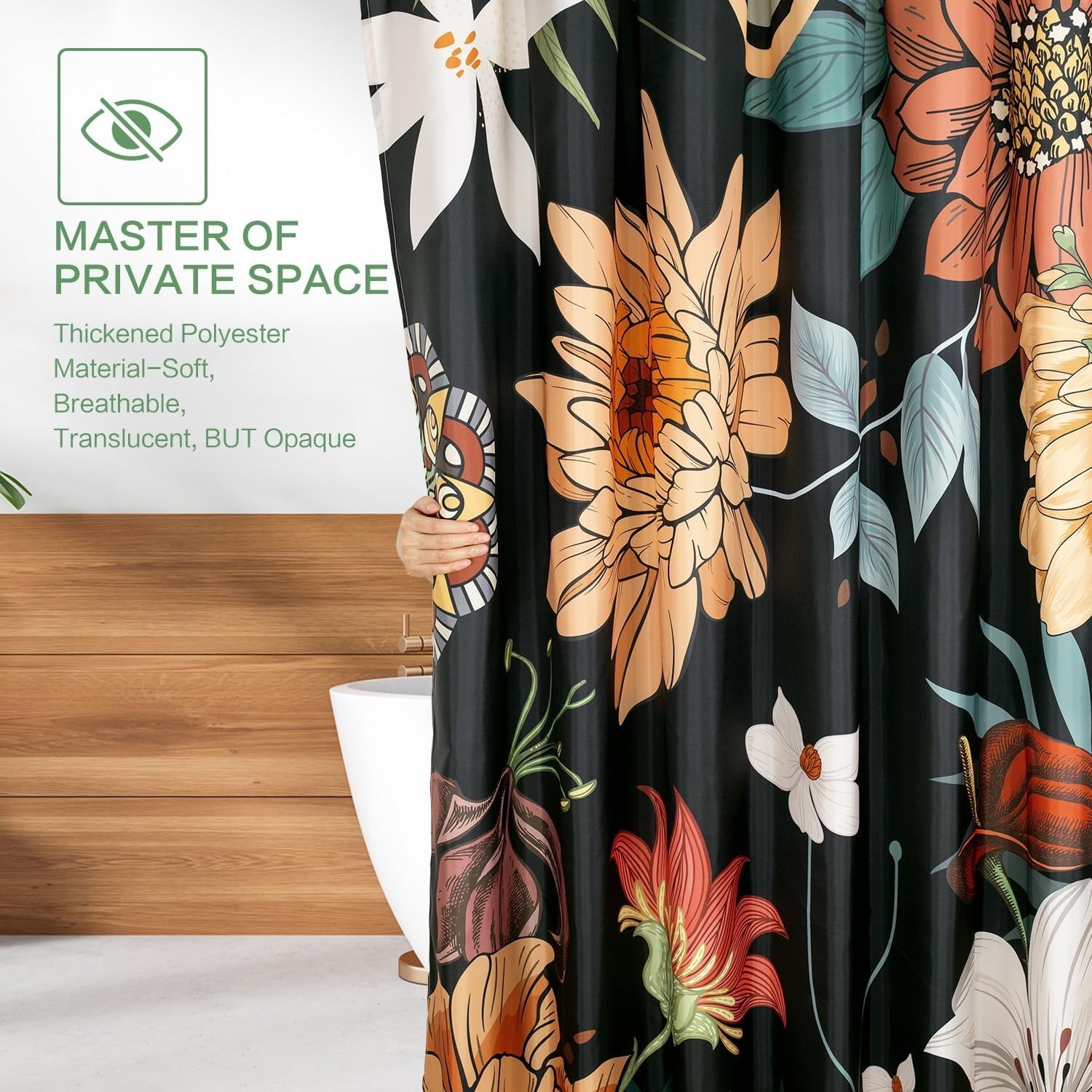 Custom Printed Bath Curtain — custom printed polyester bath curtain detail view
