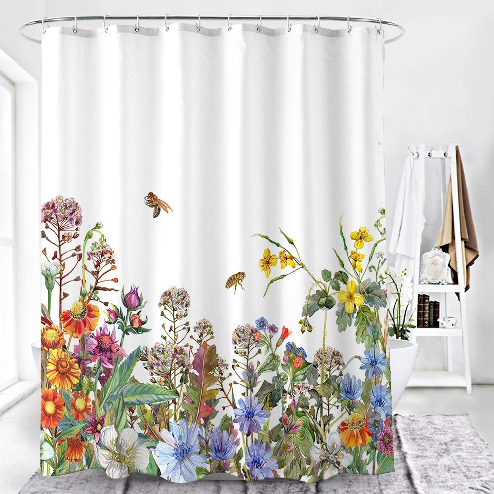 Custom Printed Bath Curtain — custom printed polyester bath curtain detail view