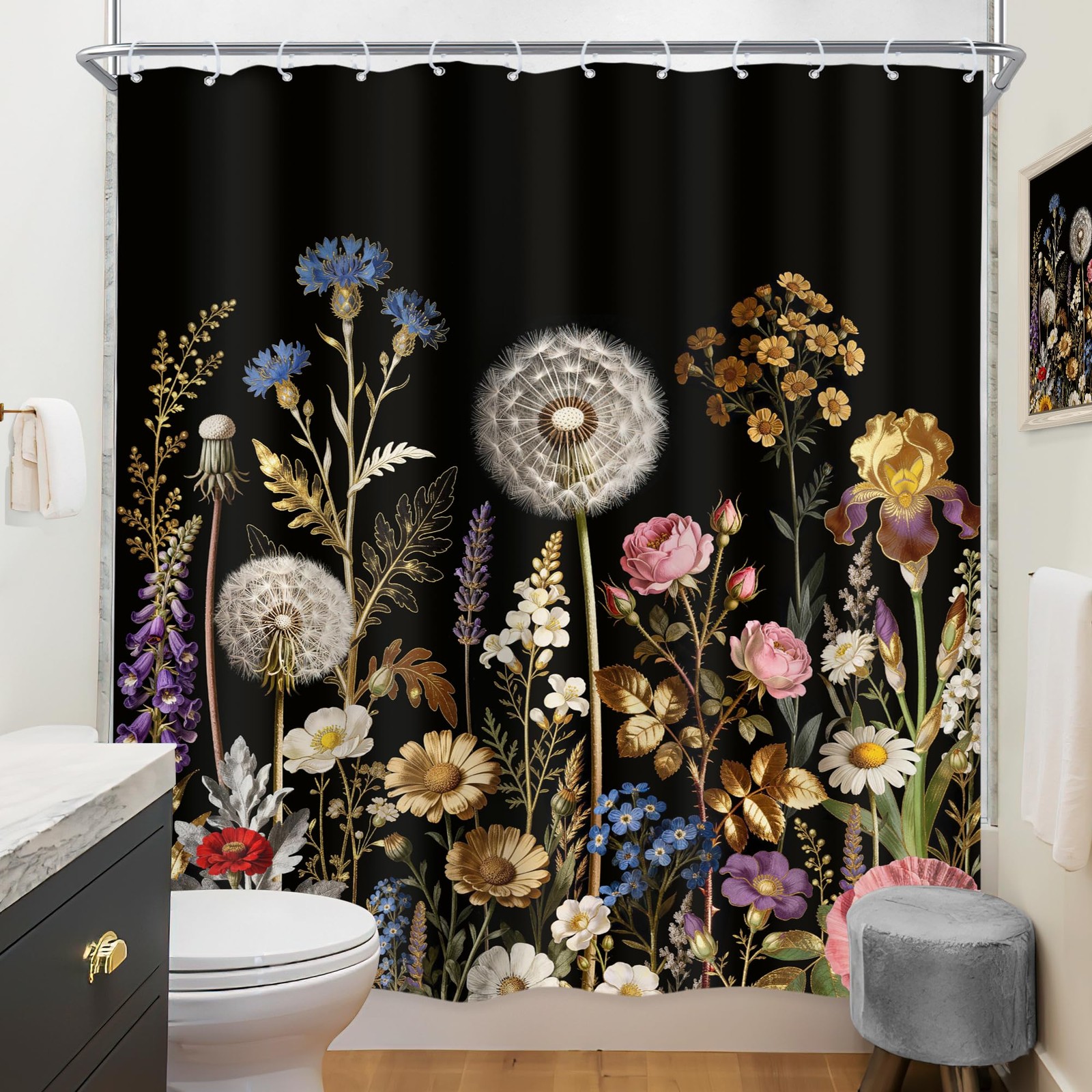 Custom Printed Bath Curtain — custom printed polyester bath curtain detail view