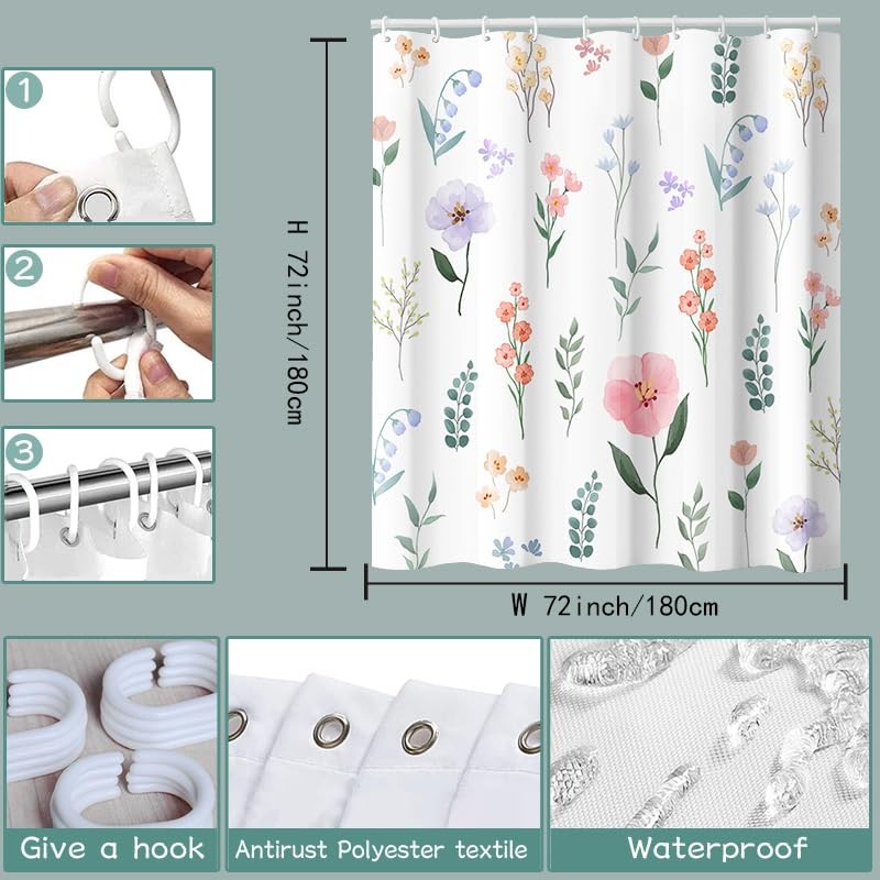 Custom Printed Bath Curtain — custom printed polyester bath curtain detail view