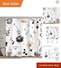 Stylish 72x72 Waterproof Floral Shower Curtain Set with Hooks - Spring Vibe — custom printed polyester bath curtain