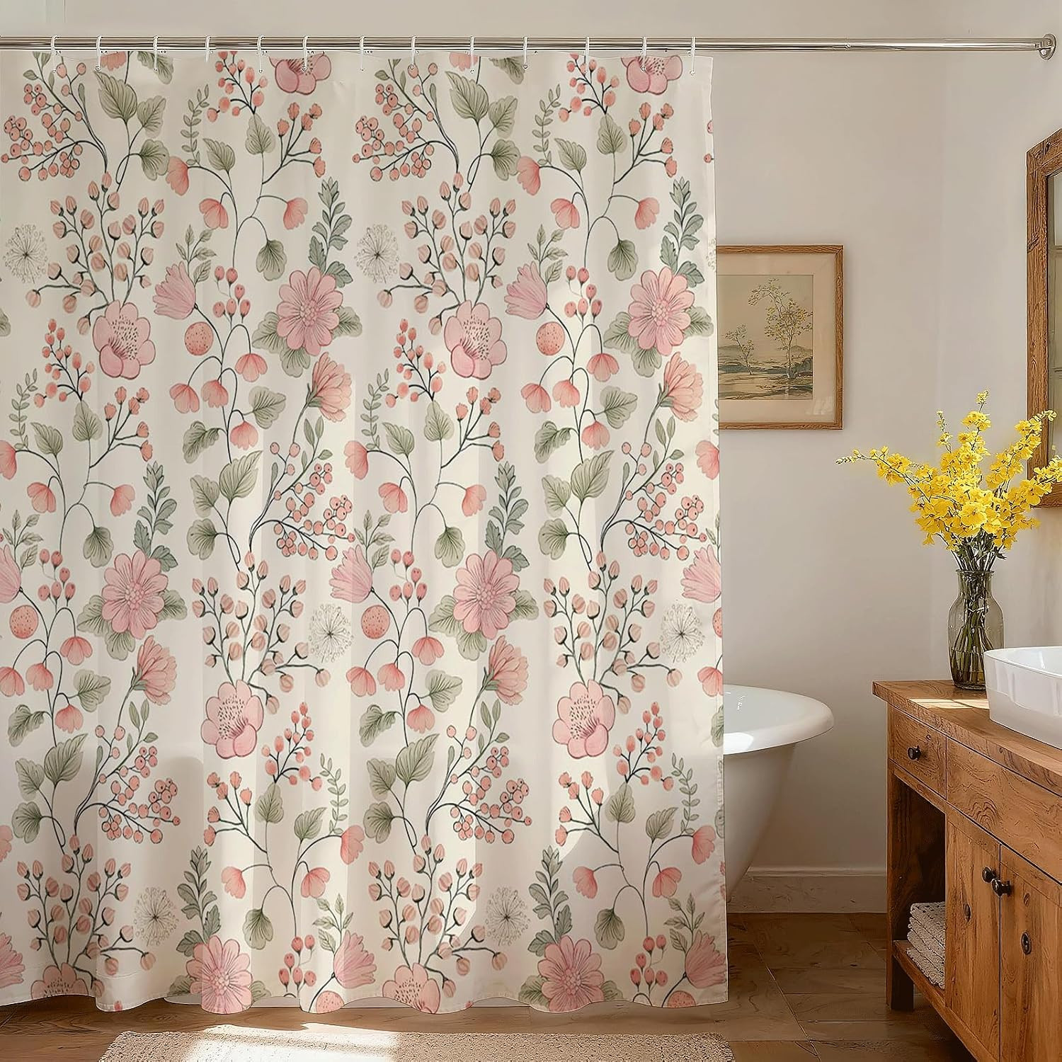 Custom Printed Bath Curtain — custom printed polyester bath curtain detail view