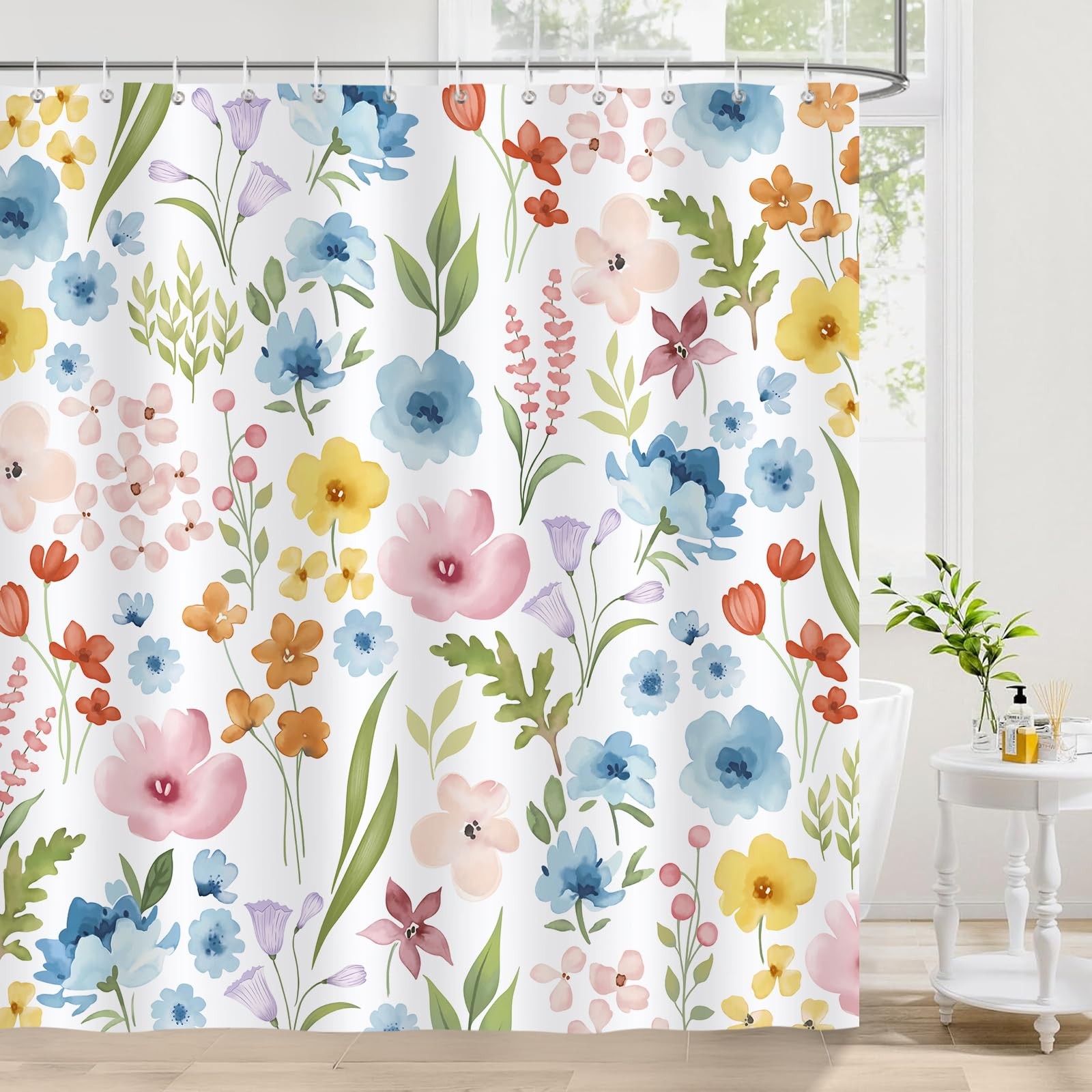 Custom Printed Bath Curtain — custom printed polyester bath curtain detail view