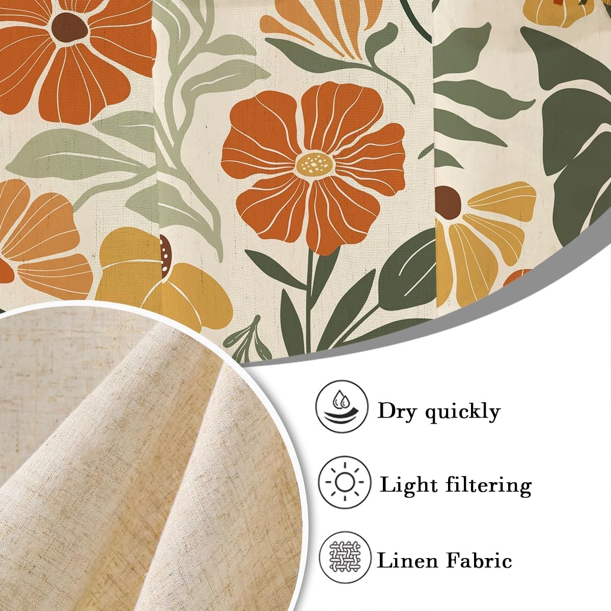 Custom Printed Bath Curtain — custom printed polyester bath curtain detail view