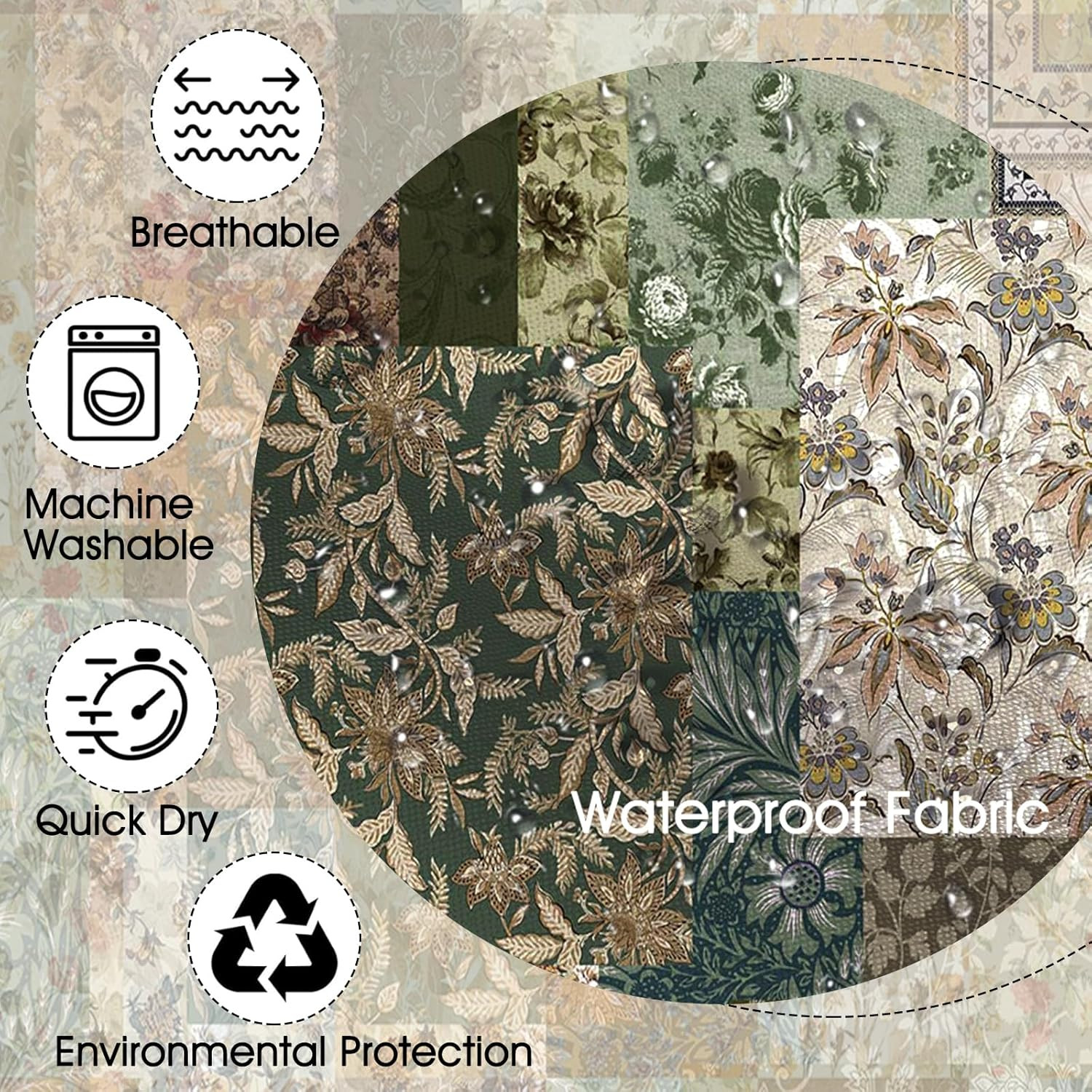 Custom Printed Bath Curtain — custom printed polyester bath curtain detail view
