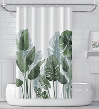 Tropical Shower Curtain Bathroom Décor Set With 12 Hooks Waterproof Washable — custom printed polyester bath curtain