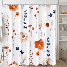 Watercolor Floral Shower Curtain, Sage Green Beige Flower Shower Curtain for Bat — custom printed polyester bath curtain