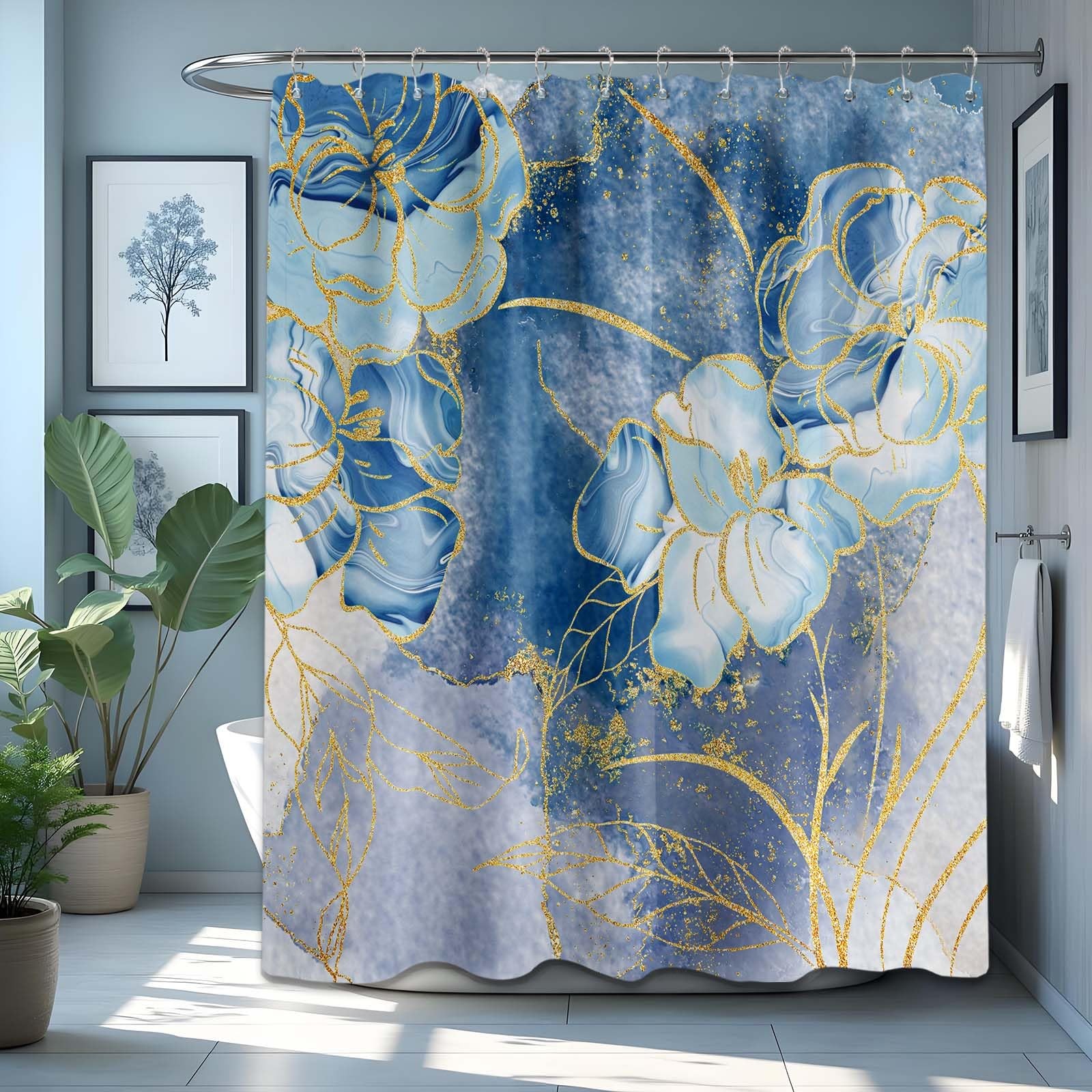 Custom Printed Bath Curtain — custom printed polyester bath curtain detail view