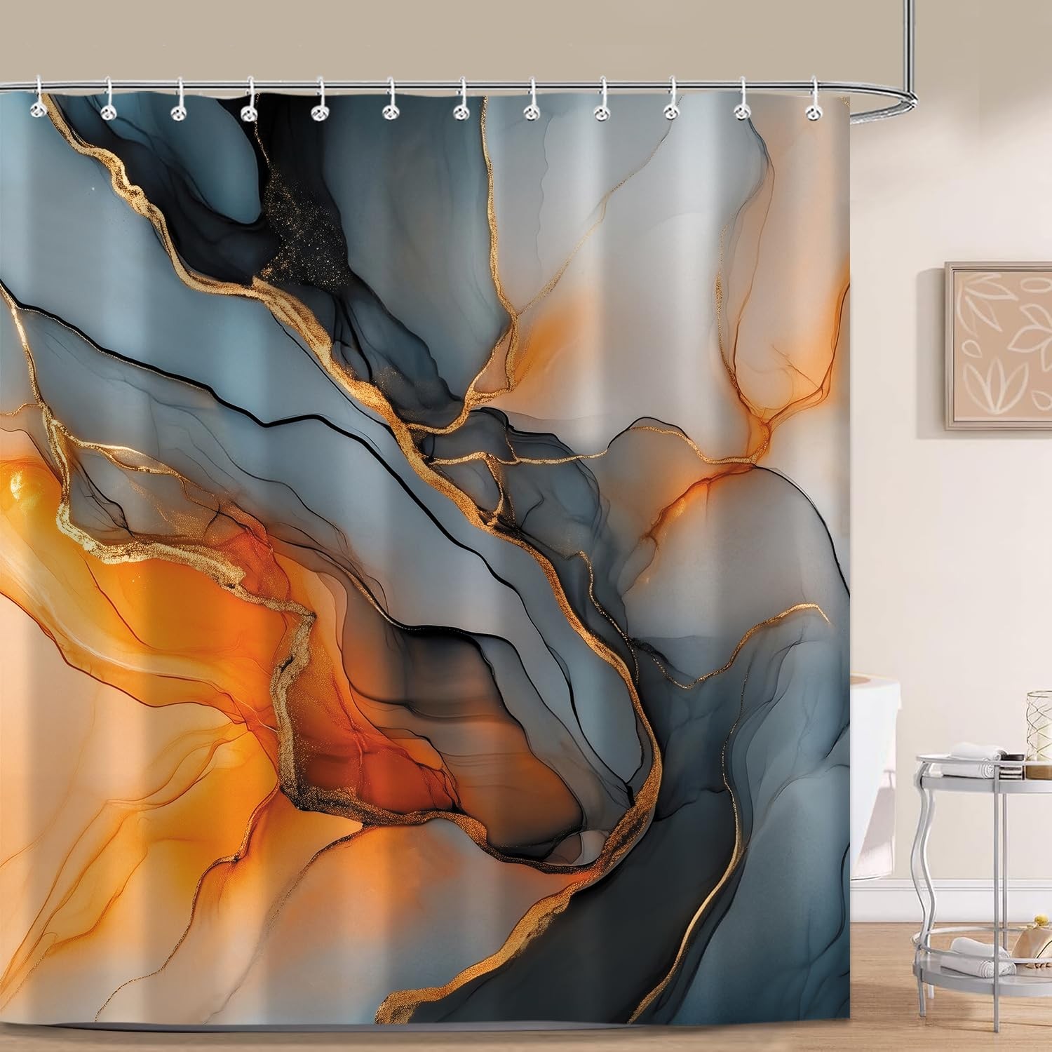 Custom Printed Bath Curtain — custom printed polyester bath curtain detail view