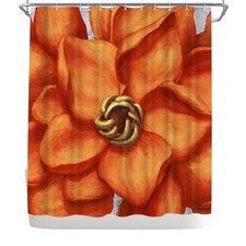 Floral Shower Curtain Flower Bathroom Decor Polyester Fabric 72x72 Inch Orange — custom printed polyester bath curtain