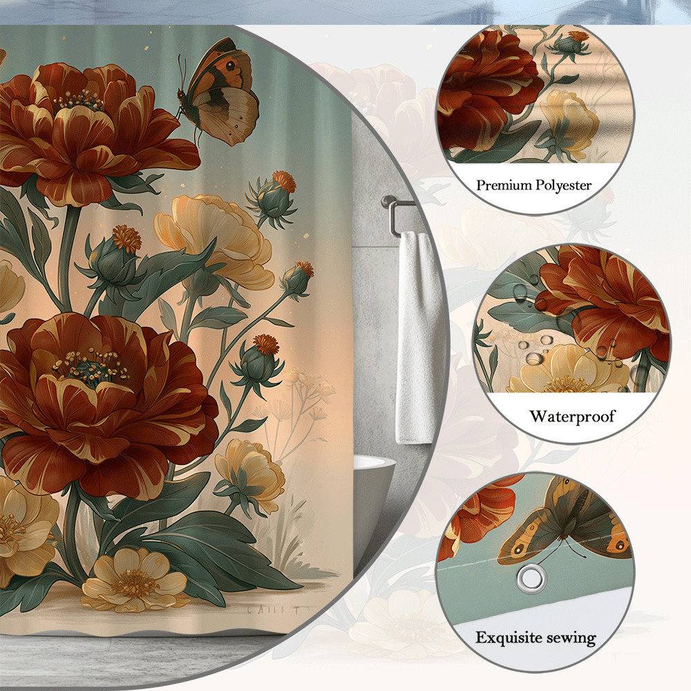 Custom Printed Bath Curtain — custom printed polyester bath curtain detail view