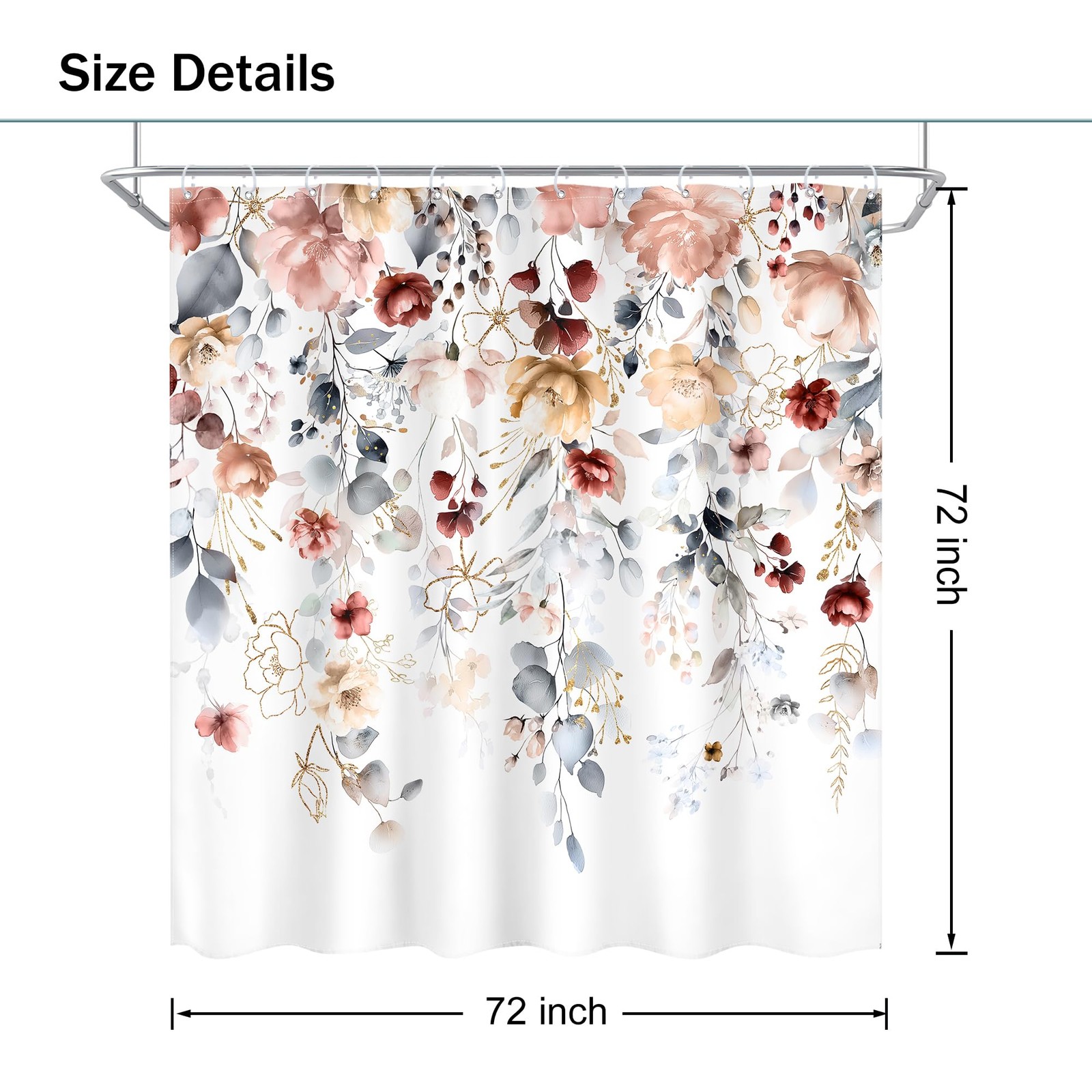 Custom Printed Bath Curtain — custom printed polyester bath curtain detail view