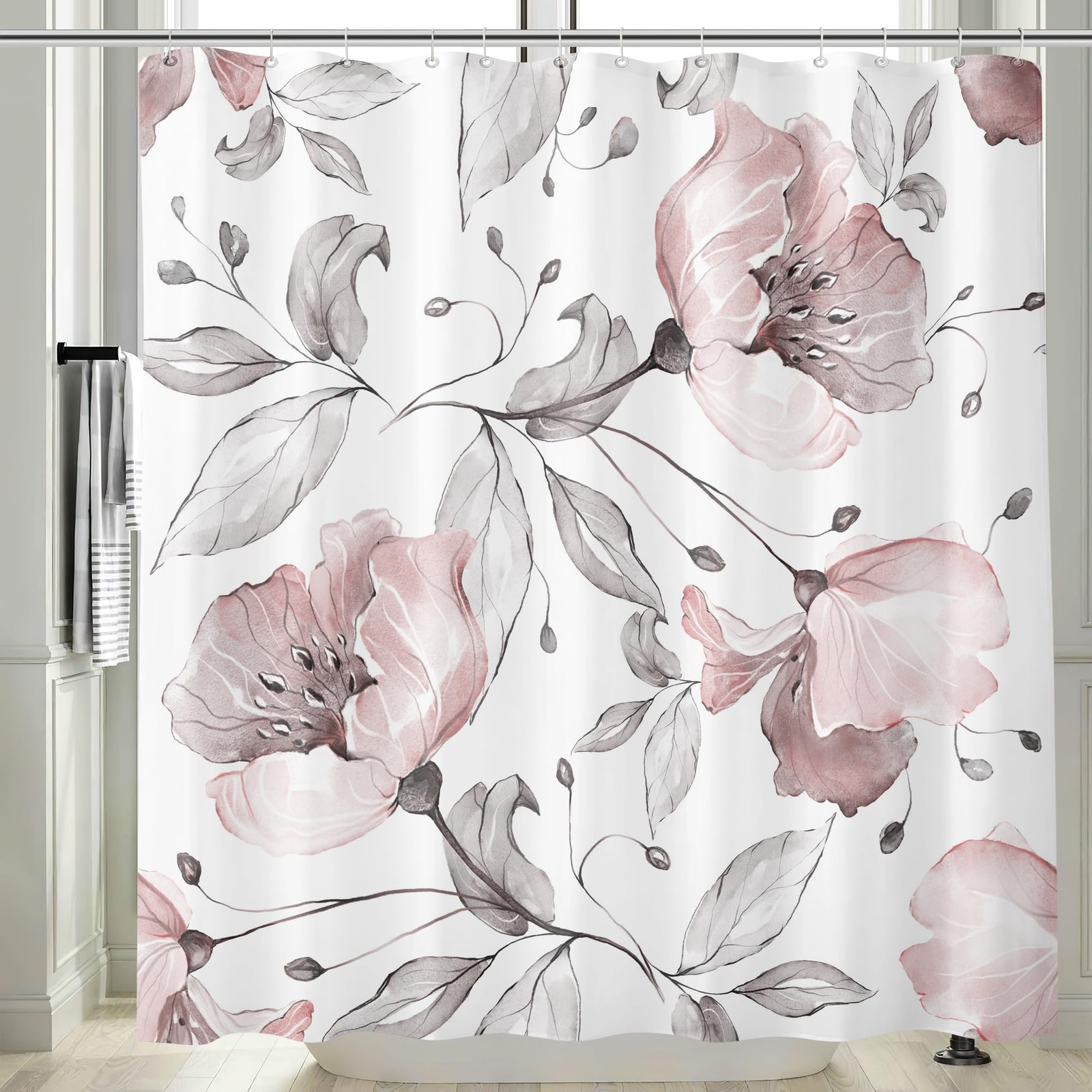 Custom Printed Bath Curtain — custom printed polyester bath curtain detail view