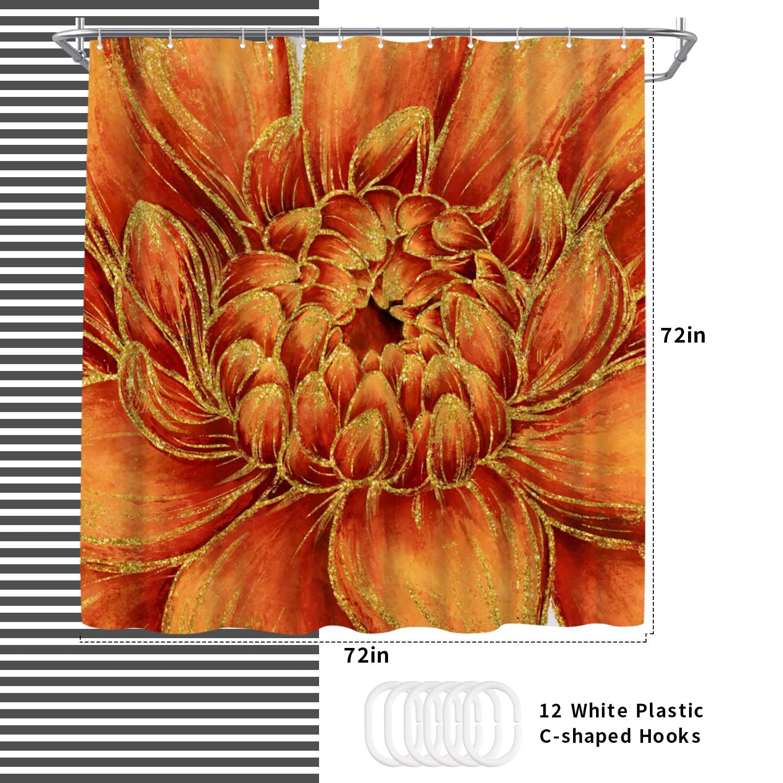 Custom Printed Bath Curtain — custom printed polyester bath curtain detail view