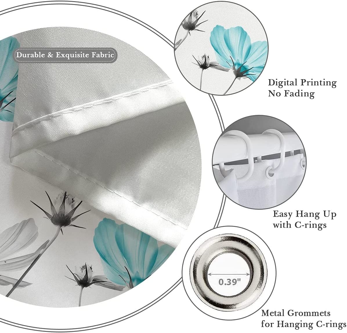 Custom Printed Bath Curtain — custom printed polyester bath curtain detail view
