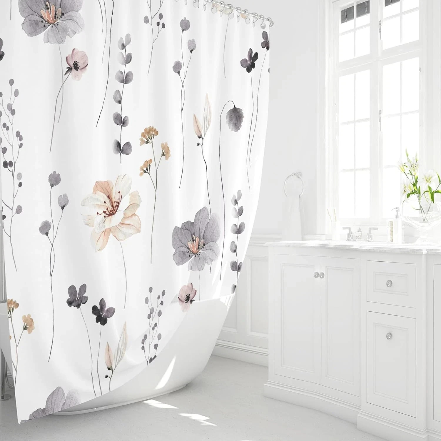 Custom Printed Bath Curtain — custom printed polyester bath curtain detail view