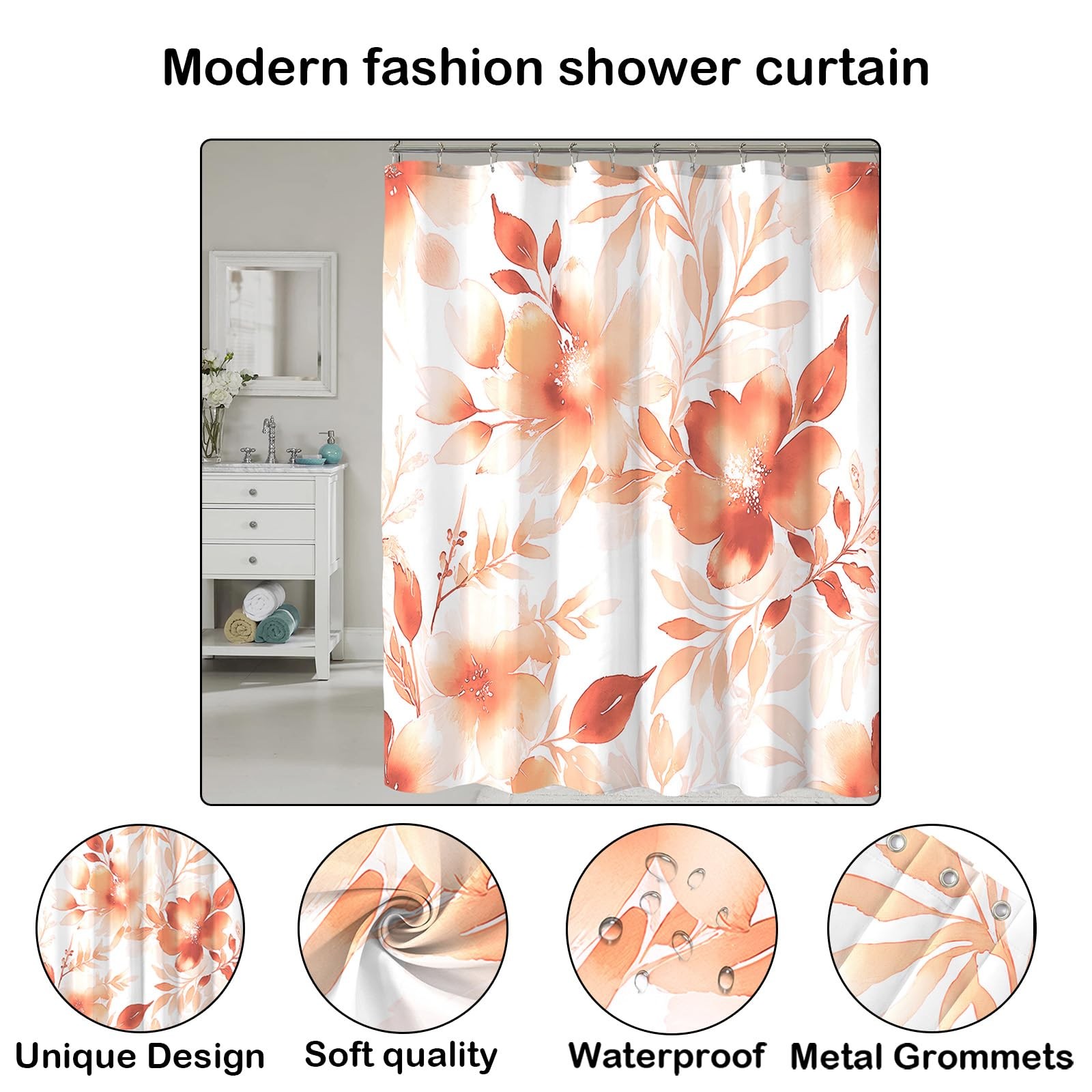 Custom Printed Bath Curtain — custom printed polyester bath curtain detail view