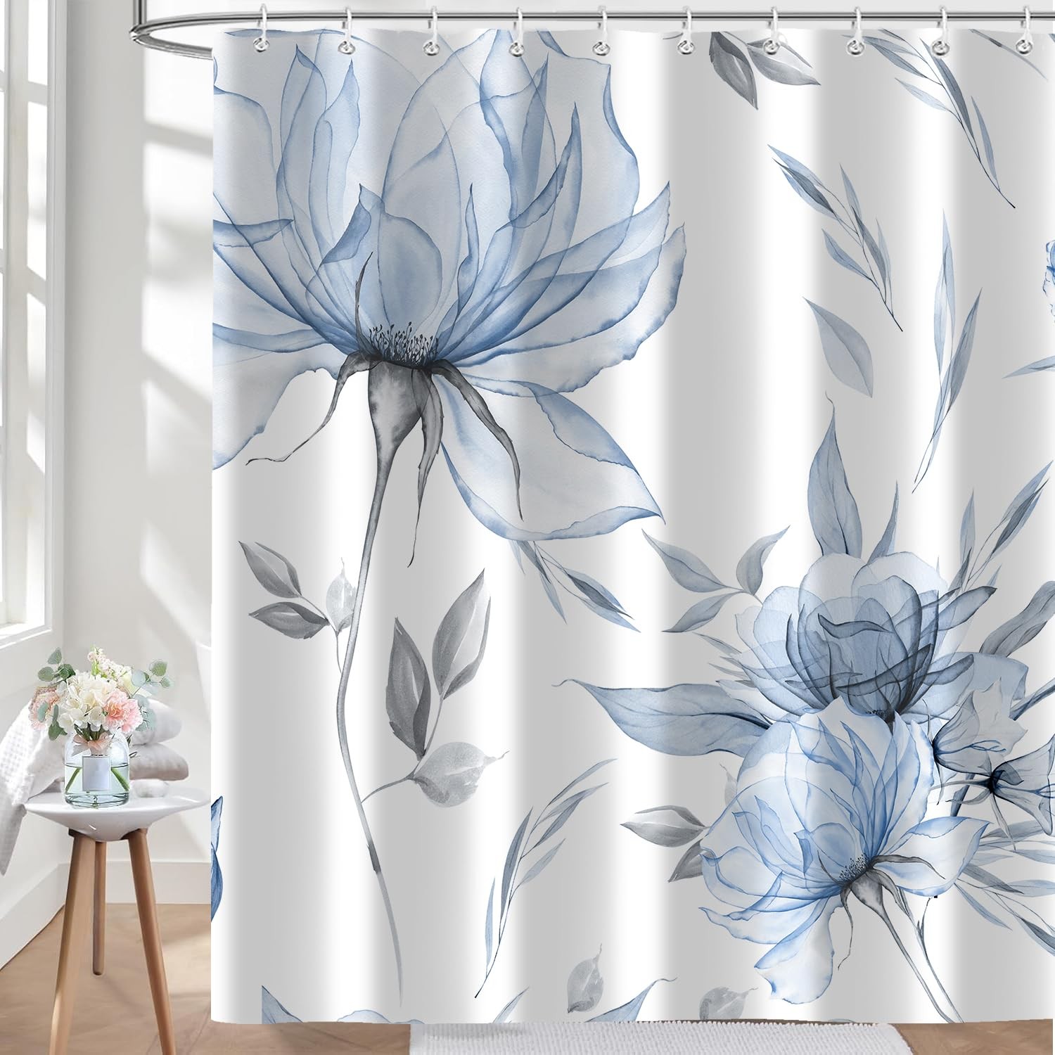 Custom Printed Bath Curtain — custom printed polyester bath curtain detail view