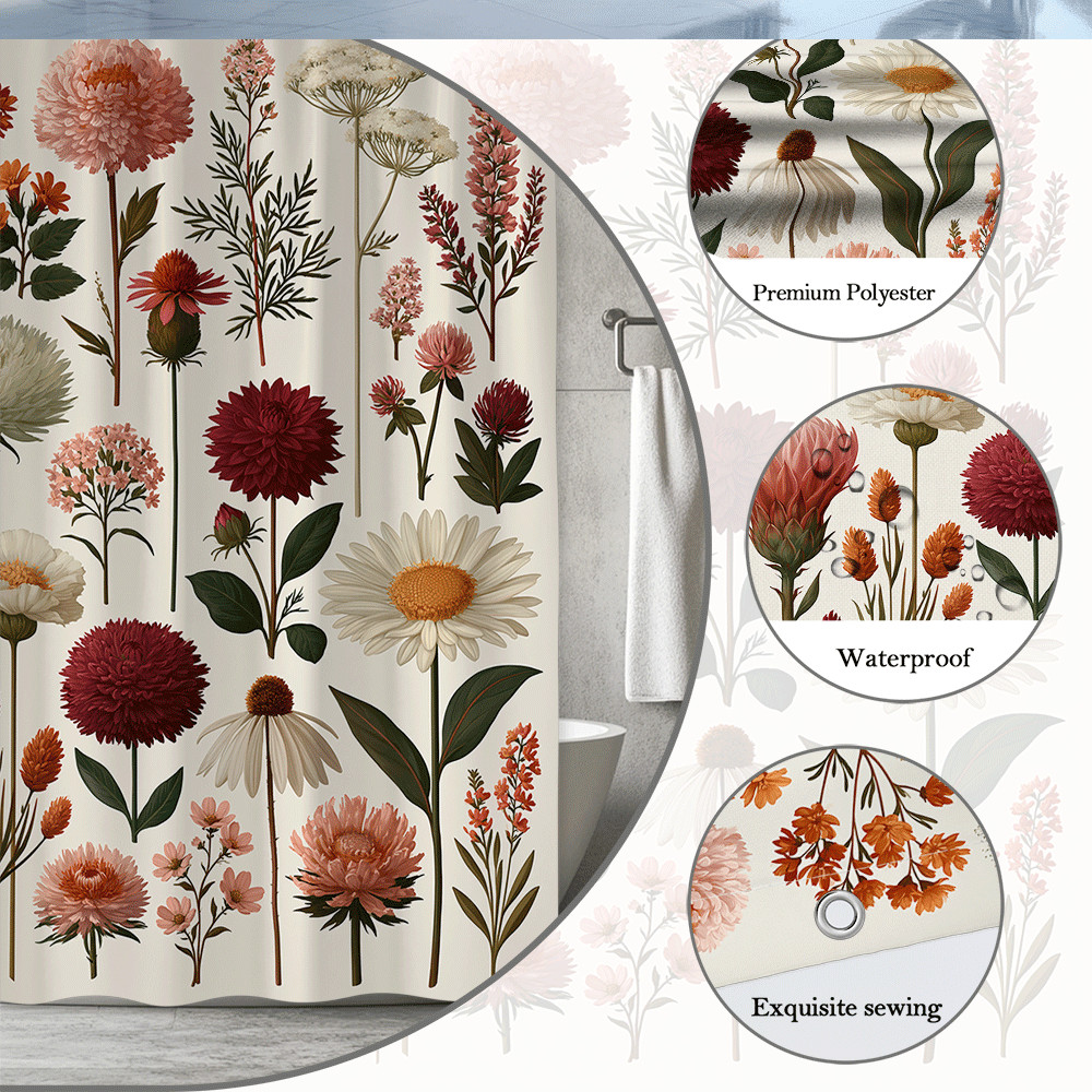 Custom Printed Bath Curtain — custom printed polyester bath curtain detail view