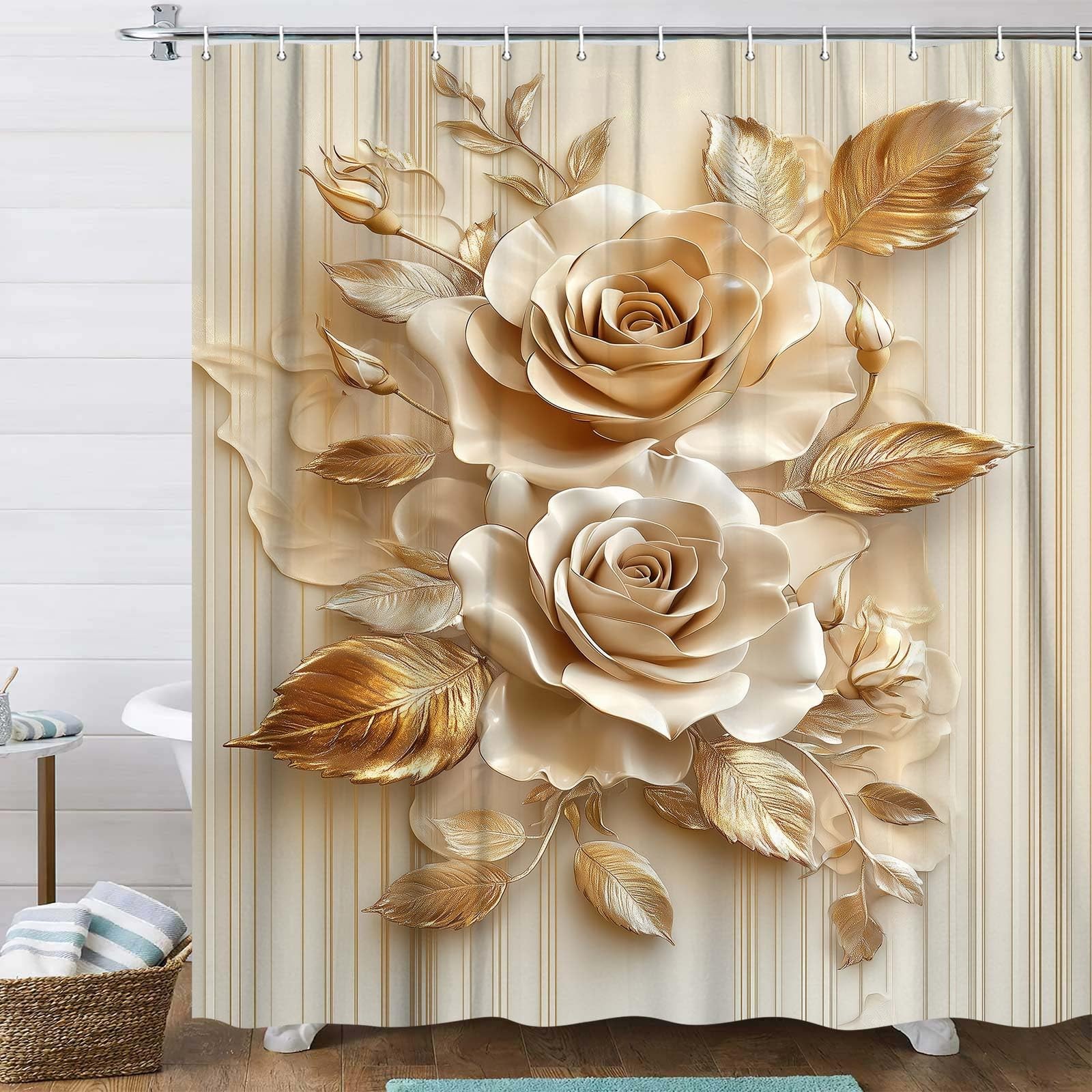 Custom Printed Bath Curtain — custom printed polyester bath curtain detail view