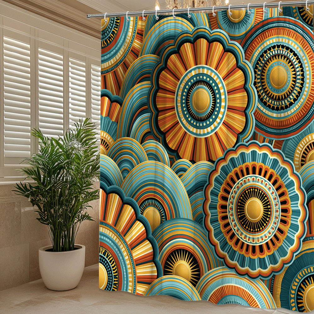 Custom Printed Bath Curtain — custom printed polyester bath curtain detail view