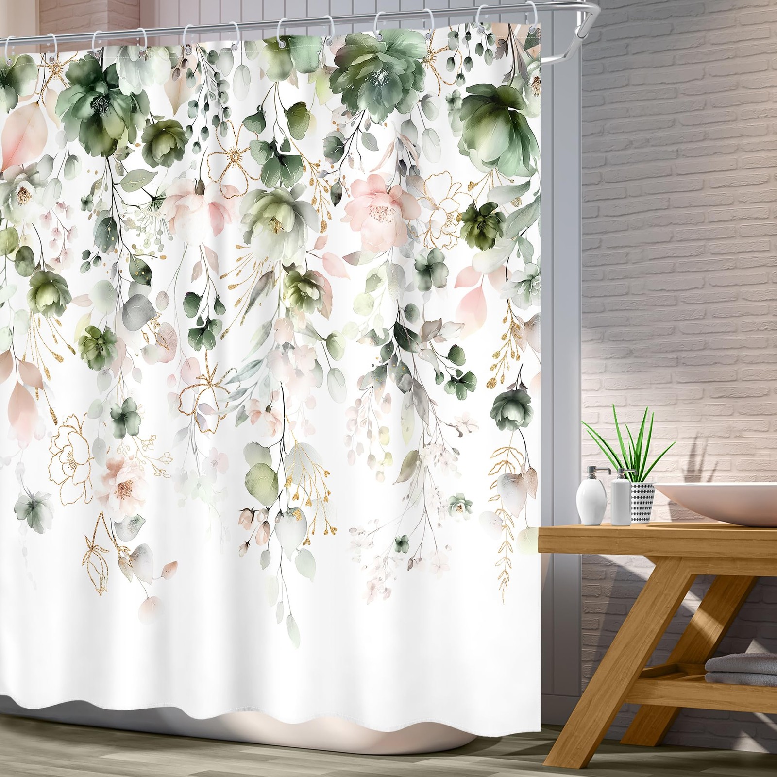 Custom Printed Bath Curtain — custom printed polyester bath curtain detail view