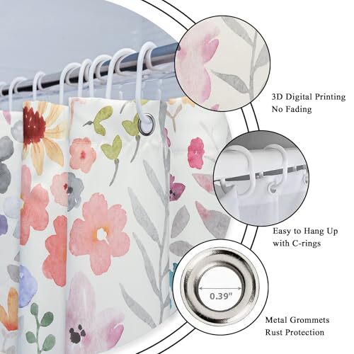 Custom Printed Bath Curtain — custom printed polyester bath curtain detail view