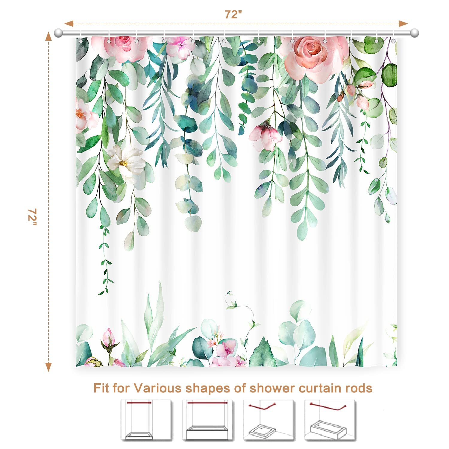 Custom Printed Bath Curtain — custom printed polyester bath curtain detail view